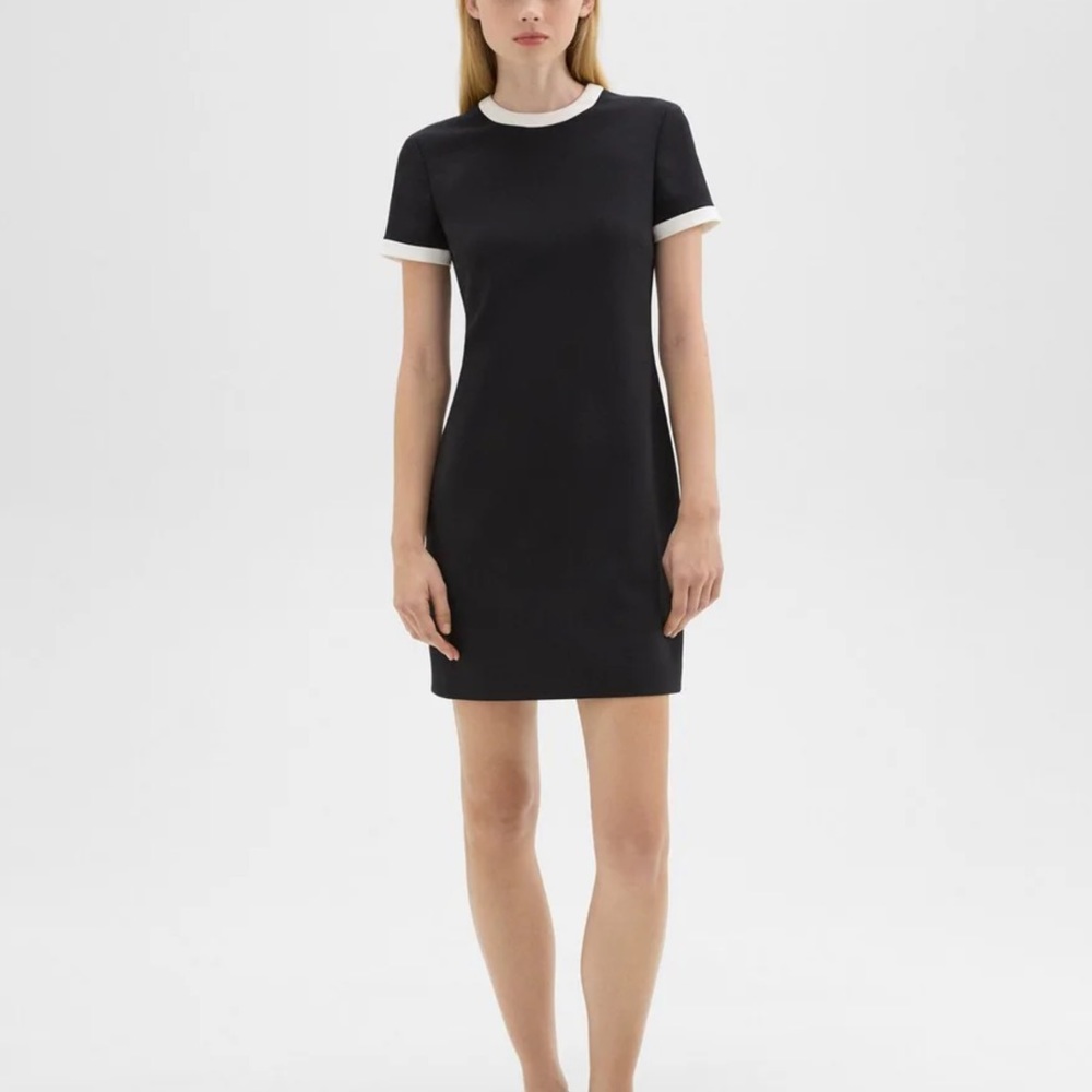 Theory Bicolor Dress in Ivory & Black